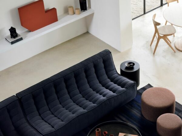 Canapé d'angle gris Ethnicraft N701 avec pouf