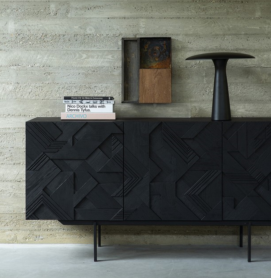 Buffet 3 portes en teck noir GRAPHIC Ethnicraft