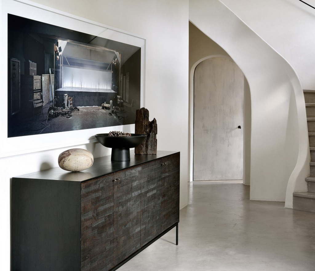 Buffet Ethnicraft 4 portes en teck noir modele Grooves