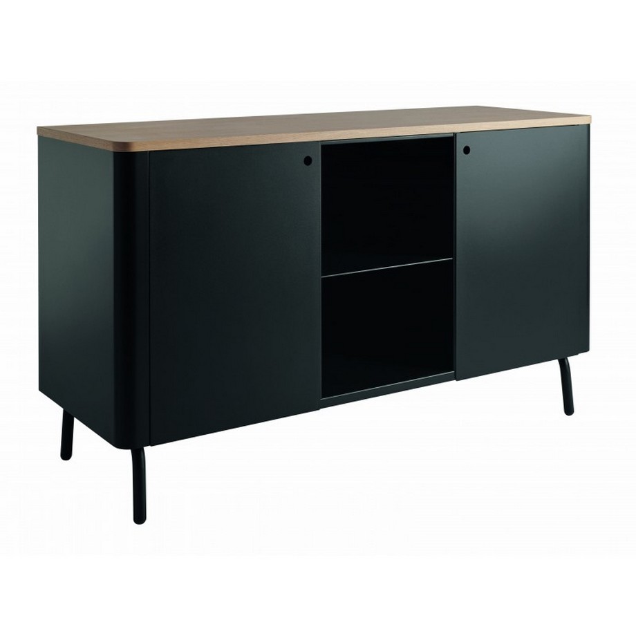 Niche buffet noir avec plateau en chene et structure en metal edgar RESISTUB