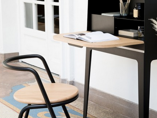 Chaise de bureau et console métal et bois noir Edgar RESISTUB