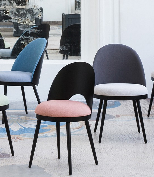 Chaises de bistro Lili avec assise en tissu Resistub