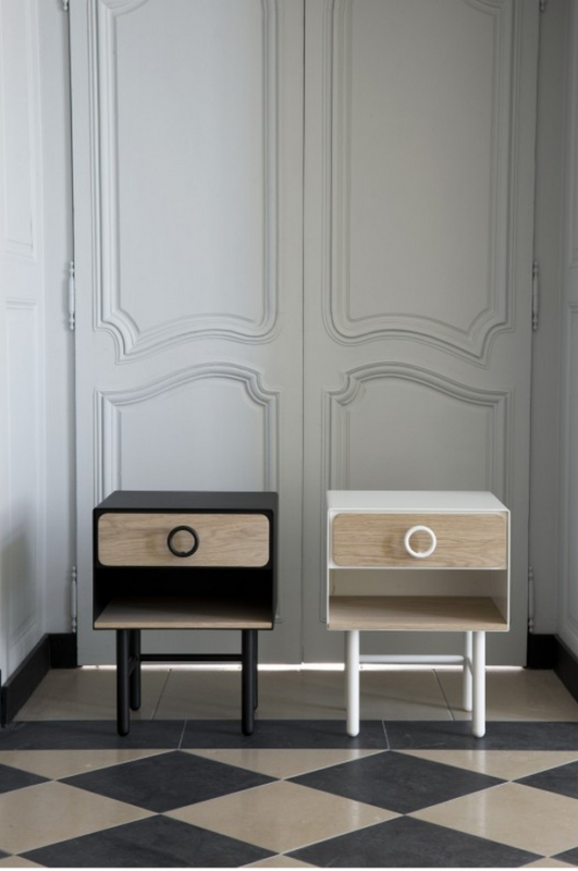 Tables de chevet en métal et bois noir et blanche petite RESISTUB
