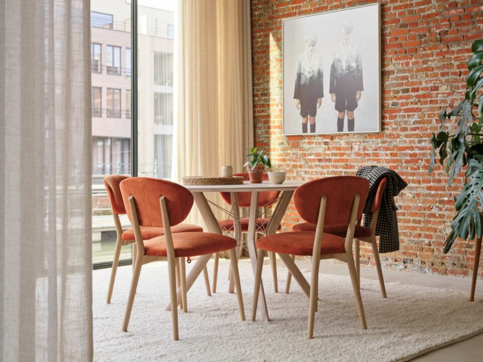 Mobitec chaise toro en bois et tissu orange